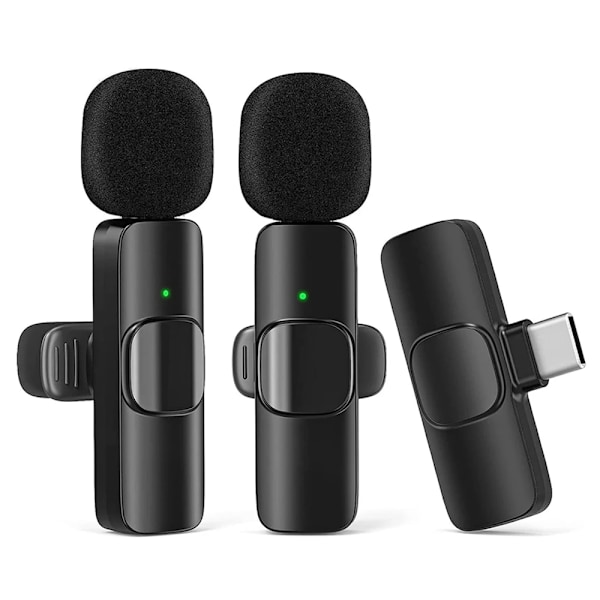 2-pack - Lavaliermikrofon för Mobil - Trådlös - USB-C Black Svart