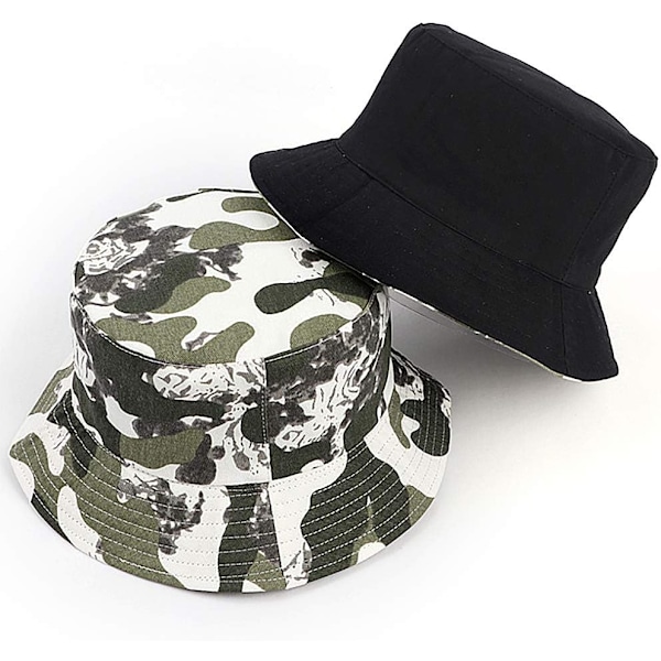 Söt bucket hat strandfiskarhattar för kvinnor, vändbar dubbelsidig användning Camo