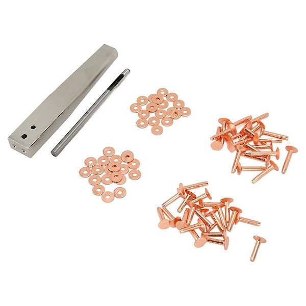 100 Set Kuparinastoja, Piikkejä ja Aluslevyjä, Kuparinastasarja, Vöille, Lompakoille, Pannoille, DIY-Käsitöihin