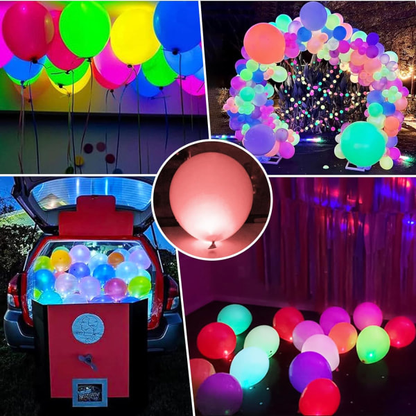 50-pakning LED-ballonglys - Mini LED-lyskuler for festdekorasjon - Runde, fargerike blinkende lys for jul, bursdager, bryllup og mer Hvit