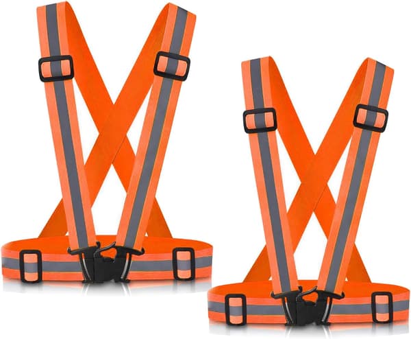 2-pack reflekterande säkerhetsvästar med hög synlighet, justerbar löparutrustning för cykling, jogging, promenader och nattträning, orange