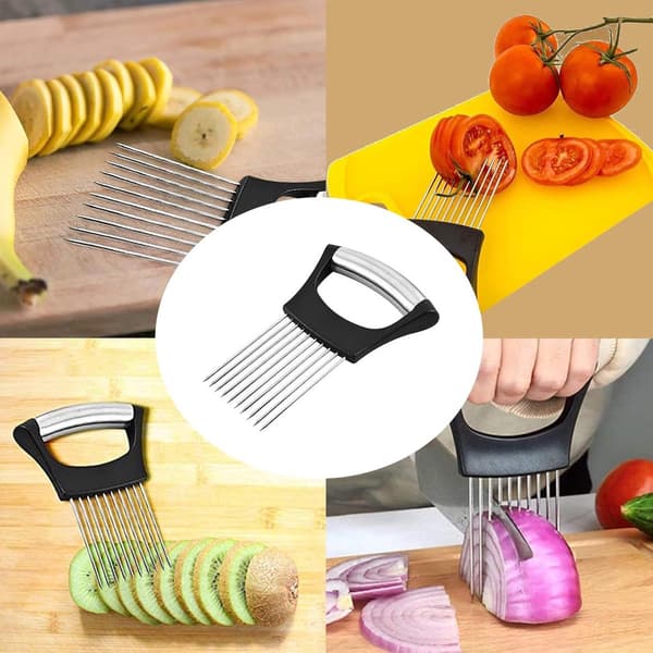Løkkam - 2 stk - Løkkutter - Grønnsakskutter - Rustfritt stål - Tomatkutter - Potetkutter - Fingerbeskyttelse ...