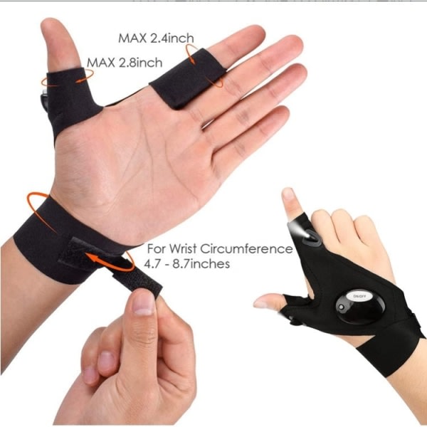Fingerhandskar Arbetshandskar Ficklampa LED Fiskehandskar Ett Par
