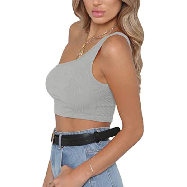 Ärmlösa Crop Tops för kvinnor Sexiga Strappy Tees (Grå, XL) XL CDQ