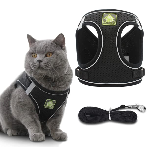 CDQ Katthållare och set för små hundar och stora katter, rymningssäker, justerbar mjuk katthållare (XS)