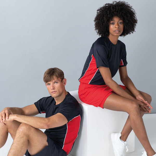 Finden & Hales Herr Kortärmad Performance Panel Sport T-shirt Svart/ Röd/ Vit M