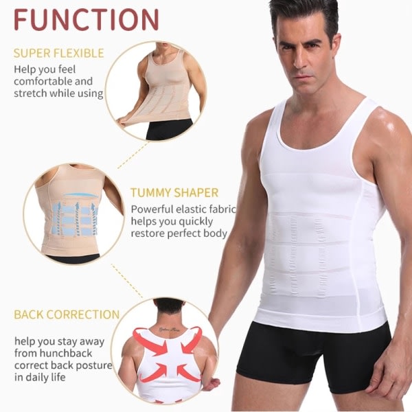 Muotoileva T-paita miehille Slim Shapewear Ryhdin korjaus Musta XL Svart XL