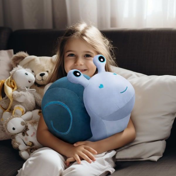 Plyschleksak Barnfödelsedagspresent Stor snigelkuddedocka Kawaii dekorleksaksdekor snigelplysch vitlinglyra fisk fylld (blå 7,8 tum)