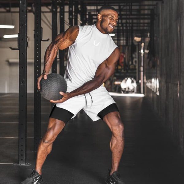 Shorts for menn Sport 2 i 1 Short Sommer Shorts Bukser Hvit zdq