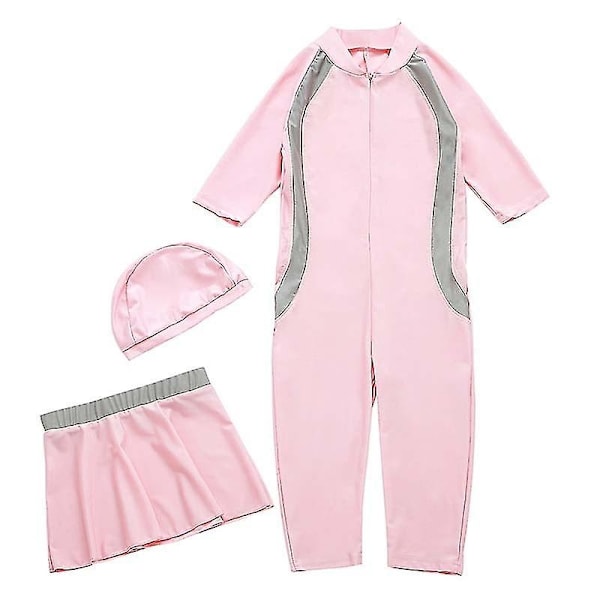 Perfekta flickor Barn Muslimska Badkläder Islamiska Badkläder Mild Hud Burkini Badkläder Strandkläder - Perfet rosa pink 5-6 Years