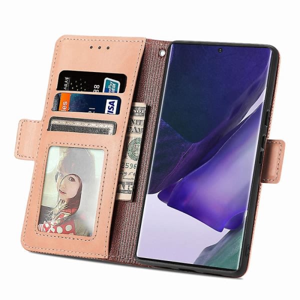 Phone case Galaxy S22 Plus Phone case i läder Stötsäker telefonhållare Kortplats Multifunktionell pink