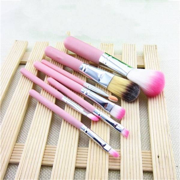 7 stk. børnemakeupbørster, sæt med etui, pink