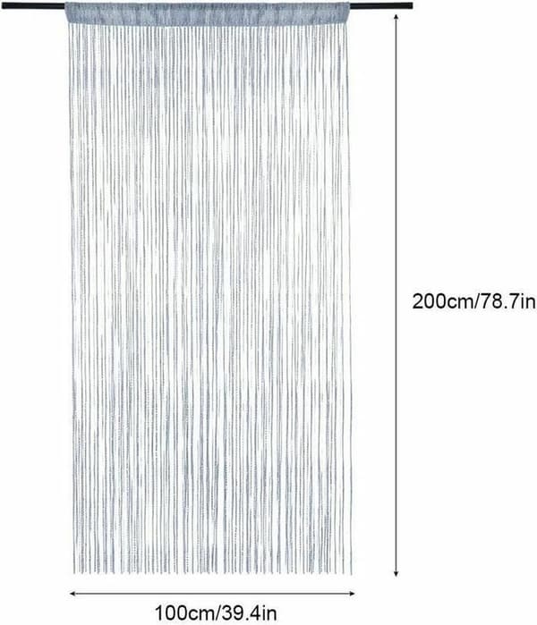 White Sequin Mosquito Net Curtain - 100x200 cm - Polyester with Silver Thread - Decorative Door Curtain Against Insects