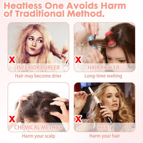 Heatless Hair Curl (svart), Heatless Hair Curlers Velvet Heatless
