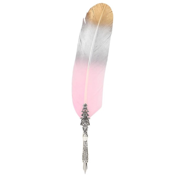 Vintage Retro Fjer Dip Pen Kalligrafi Skrivepen Gave med Æske (Gradient Rosa) CDQ