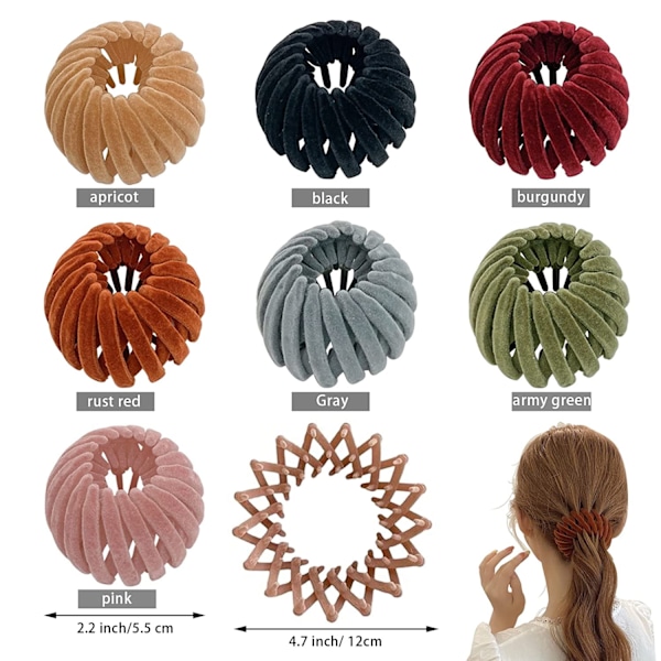 7 st Lazy Fashion Fågelbo Hårclips, Donut Bun Maker, Utbyggbar