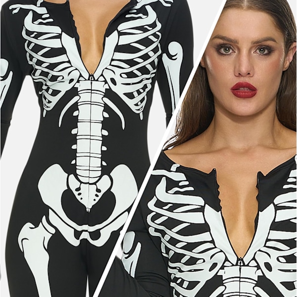 Voksen  Chilren Skeleton Kostyme Kvinner Glød i Mørket Skeleton Kostyme Halloween Fancy Dress Up Rollespill Cosplay 1 130