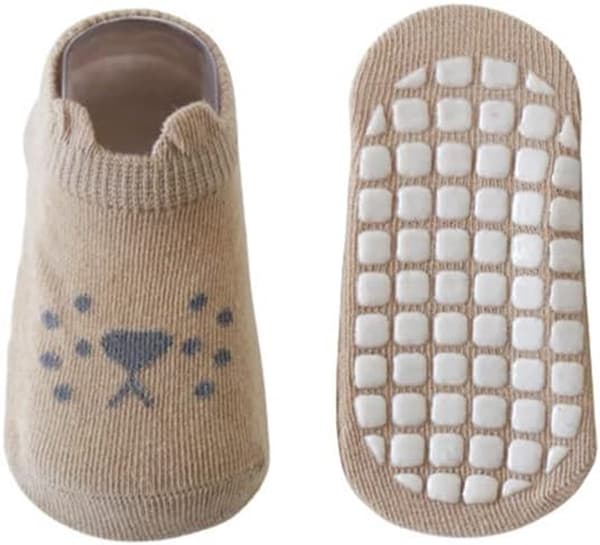 4 par babysockor - Halkfria, bomull, tecknat mönster, varma - för åldrarna 1-3 år - Storlek M