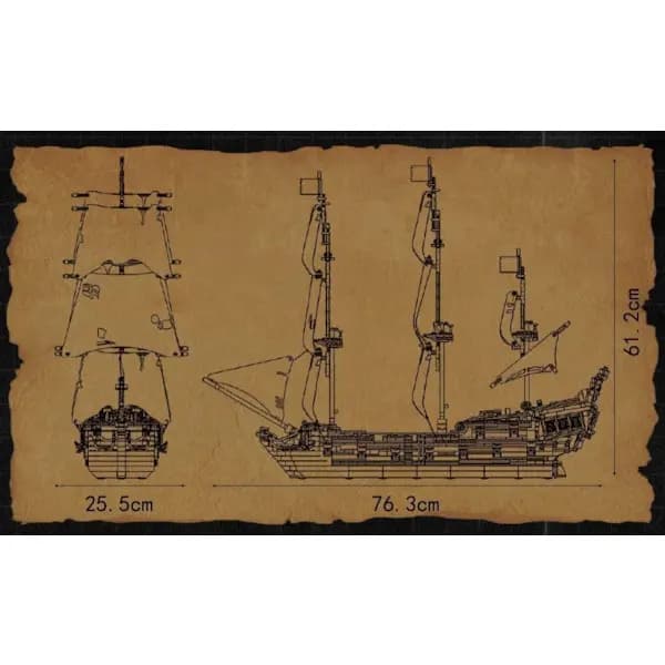 Black Pearl Byggesæt Piratskib Samlelegetøj Gave til Voksne og Børn Sort-tr-