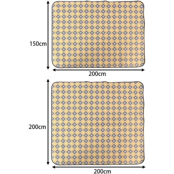 CDQ Etninen tyylinen vedenpitävä kannettava piknik-viltti kahvalla, alumiinifoliomatto, vaahtomuovi (tyyli 1) Beige