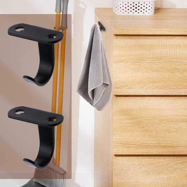 Stainless Steel Clothes Hook - 12 Pieces - Under Shelf - Ceiling Hook Mount - Key Hook - Wall Hook - For Bathroom Kitchen Cabinet - Black - Hooks