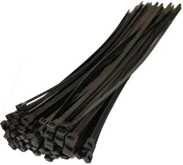 Kabelbindere Høj Kvalitet! - 200 x 3,6 mm - 100 stk. - Tierips/Tiewraps sorte Binde ribber - Binde wraps - Ty Rapst