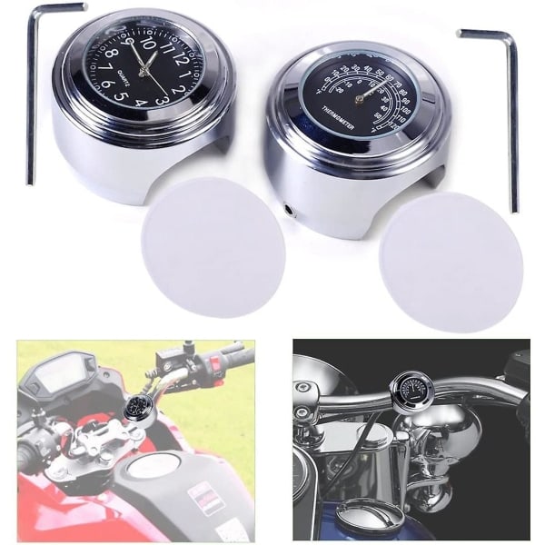 2st Motorcykel Quartz klocka och termometer 7/8 tum vattentät cykelstyre watch Aluminium Unive zdq