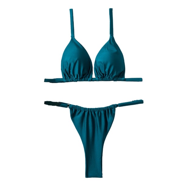CDQ Bikinidräkt Enfärgad hängslen för kvinnor med triangelkant