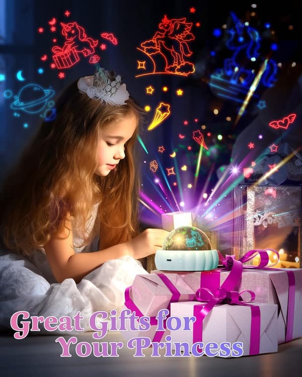 Starry Sky Projector for Kids - 3 Different Themes and 7 Light Modes - Rotates 360° for Magical Effect