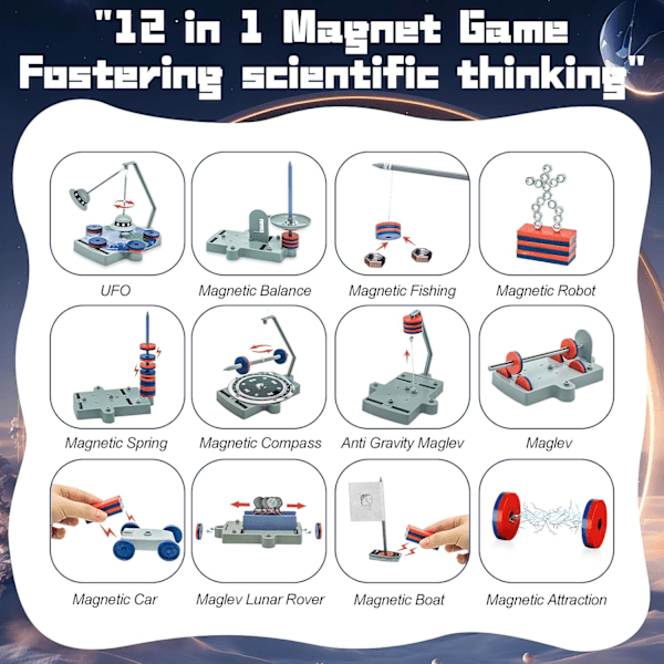 Magnetisk Vitenskapsett - Utdannende DIY for Barn 6+ År, STEM Prosjektgaver for Gutter og Jenter A