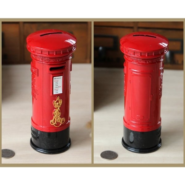 CDQ 7'' Röd brevlåda Spargris | Mini brevlåda myntlagring, vintage dekor