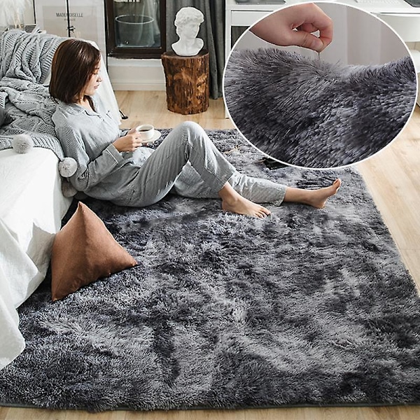 Fluffiga Regnbågsmattor för Barnrum Mjuka Ryamattor Vardagsrum Barn Babyrum Barnkammare Lekrum Söt Inredningsmatta Tie Dye Mörkgrå Tie Dye Dark Grey 120x200cm