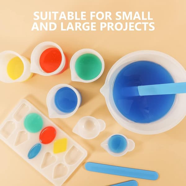 Mätkoppsset i silikon, 10 delar, med hällpip, för DIY & vätskor, vit & transparent