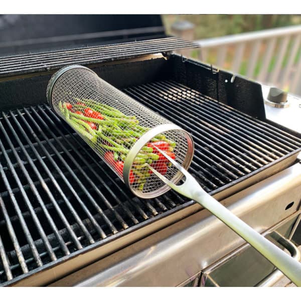 Rostfri Rullende Grillkorg 30CM-XF22- 30CM 2-pack_tfrf 2-pack 30CM
