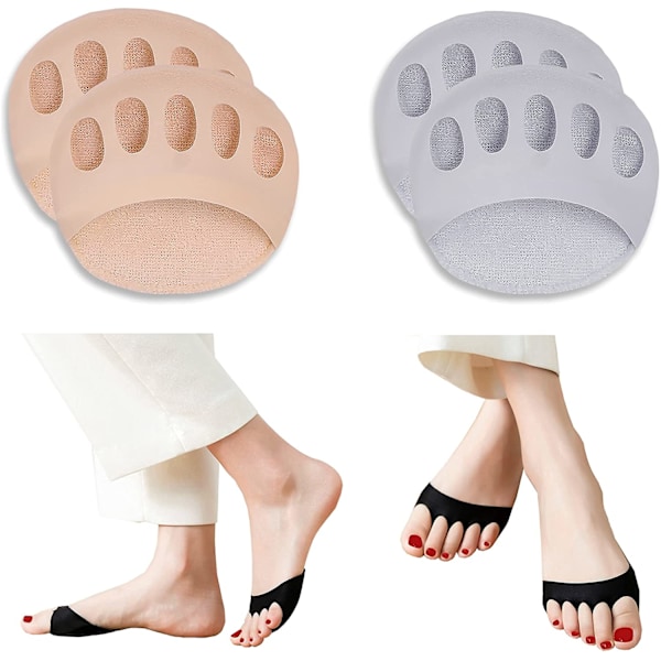 2 Par Reanvändbara Fotkuddar, Metatarsalkuddar, Smärtlindring, Beige/Grå