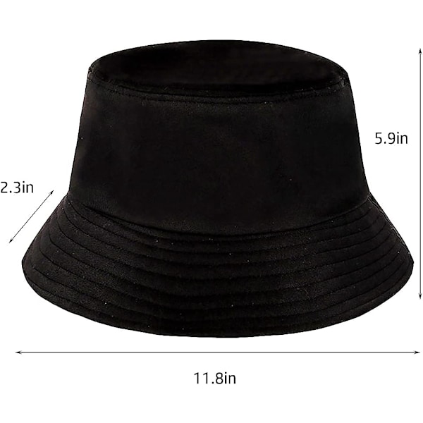 Söt bucket hat strand fiskarhattar för kvinnor, vändbar dubbelsidig användning Black White