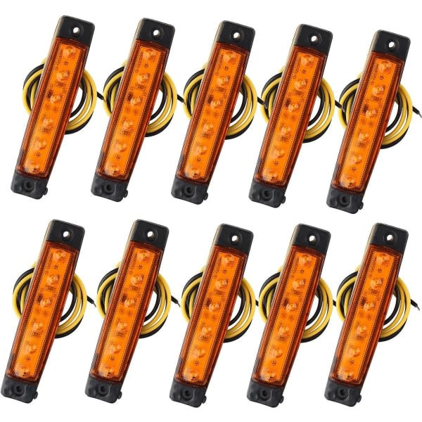 10 Pack 12v 6 Smd Led sidomarkeringsljus främre och bakre markeringsljus för släp, lastbil, husvagn, husbil, buss, båt, traktor, gul orange