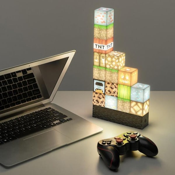 Minecraft Night Lights Byggklossar Stitching Lamp USB Power