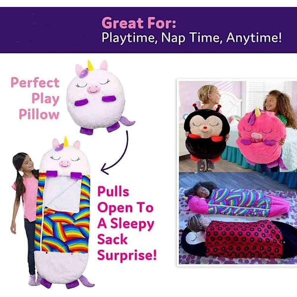 Happy Nappers Stor Lekepute og Sovepose, Morsomme Barnepyjamas Soveposer i Ett Stykke, For Overraskede Barn (Hvit)-WELLNGS NO:6