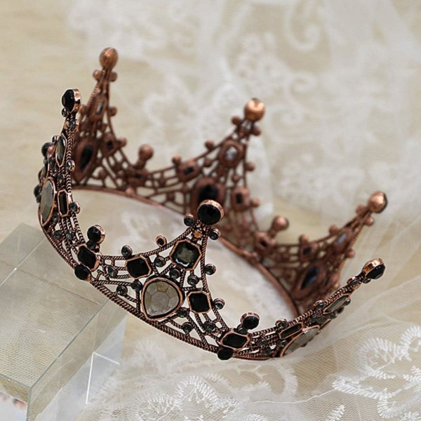 CDQ 1 st Tiara legering brud strass pannband för festbröllop cosplay (svart)