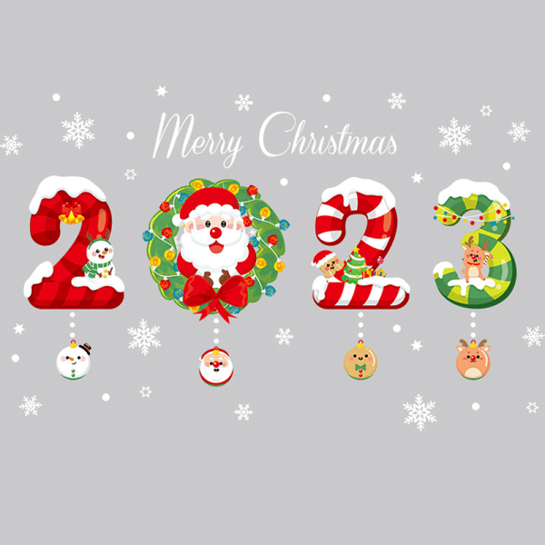2023 Jul Vattentät Vägg- och Fönsterdekaler Jul Multicolor one size