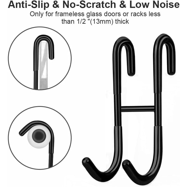 2-pack duschglasdörrkrokar, matt svart plätering