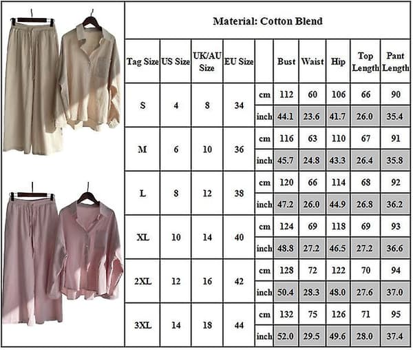 Dame Langærmet Skjorte Kostume Casual Bluse + Elastisk Talje Vide Ben Bukser Sæt Sort Black 2XL