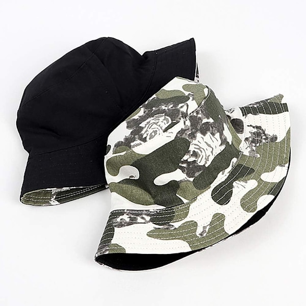 Söt bucket hat strandfiskarhattar för kvinnor, vändbar dubbelsidig användning Camo