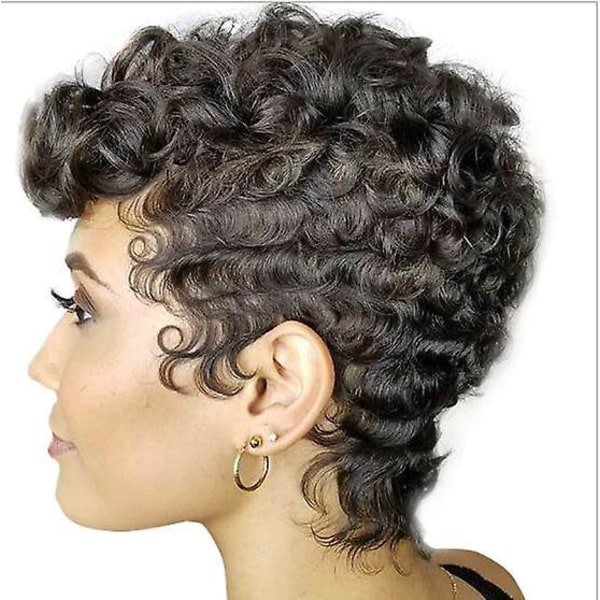 Kvinnor peruk afrikansk brunt lockigt hår syntetisk peruker w515