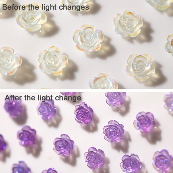 CDQ Nail Art 3D Resin White Rose Flower Design Aurora Petal Nail shape5