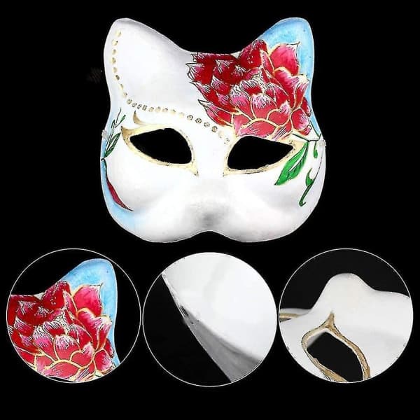 10 stk Ansiktsmasker Blanke Masker For Vurdering Diy Ing Maskerade (katt)