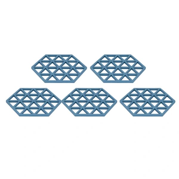 1st Table Mat Geometric Hexagonal Hollow Silicone Blue Insulation Pads for Chicken Restaurant Tea Coffee Cup