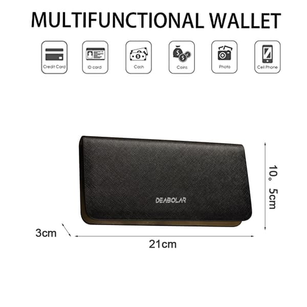 Lång damplånbok, trendig handväska med dragkedja