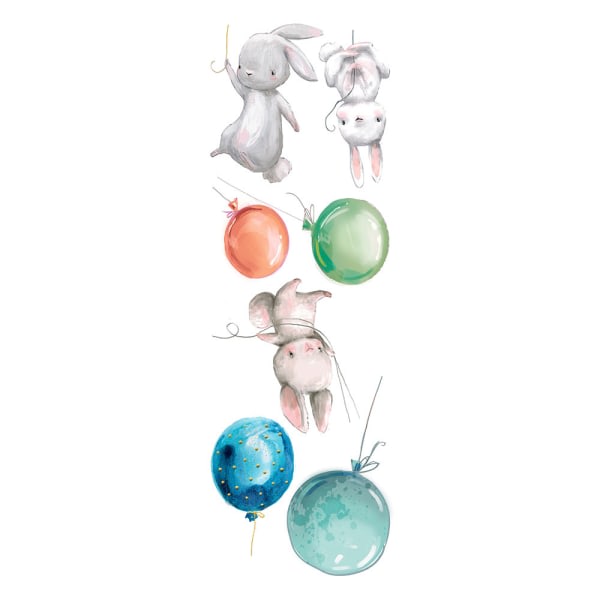 Söta kanin- og ballongdekaler Kaninväggklistermärken Sovrum L